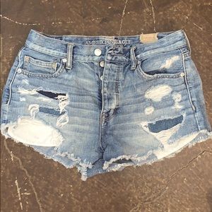 Distressed jean shorts, used, in mint condition.